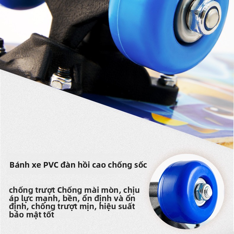 deck skateboard，Tạo kiểu hoạt hình Ván trượt trẻ em gỗ phong ép 7 lớp dài 64cm ván trượt thể thao hình siêu nhân công chúa cho bé trai và bé gái