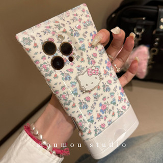 Sữa Rửa Mặt Sang Trọng Full Màn Hình Hoa KT Cat Ốp lưng Thích Hợp Cho iPhone16 15 14 13 12 11 Pro Max Chống Sốc Bảo Vệ Camera Ốp Lưng Mềm Chống Rơi