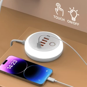 Bộ chuyển đổi sạc WU USB C đa cổng với đèn LED tròn sáng tạo thông minh
