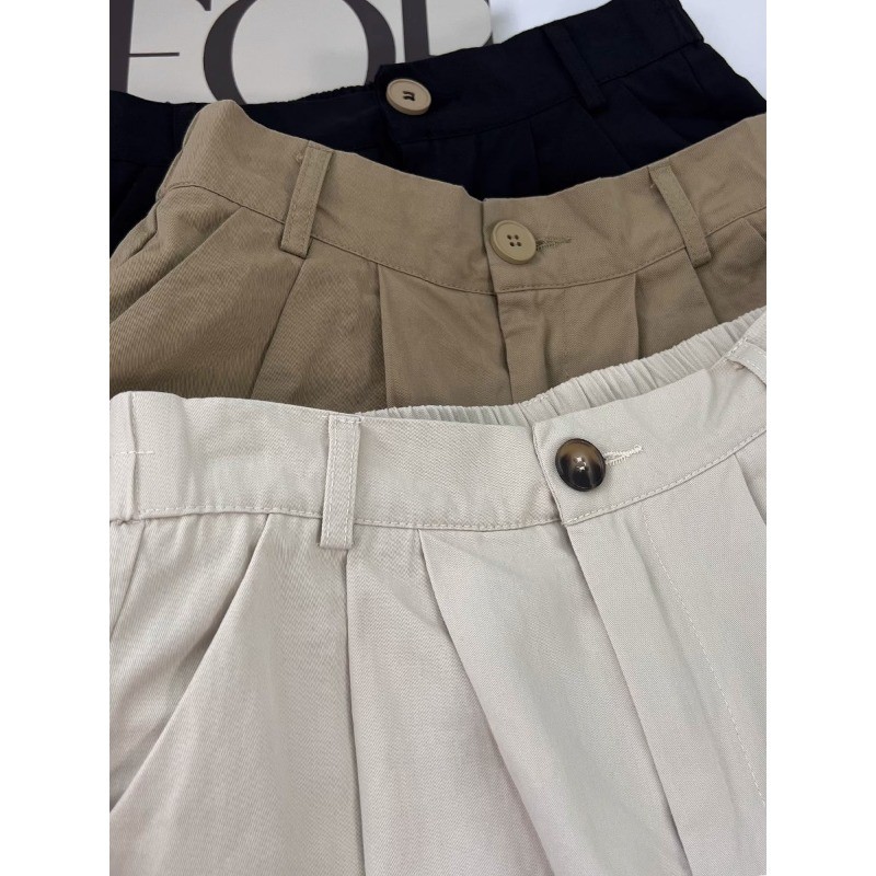 SUXI Quần short đi làm lưng cao kaki đơn giản dành cho nữ mùa hè mới 250530