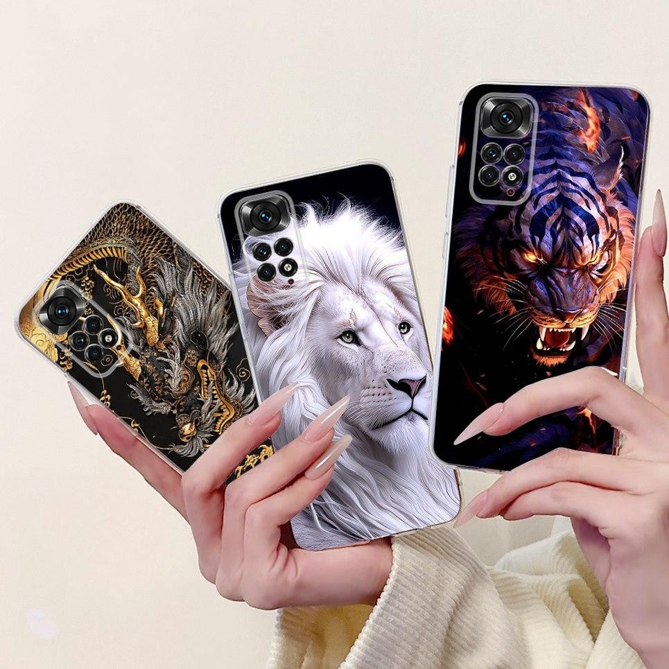 Dành Cho Xiaomi Redmi Note 11 11s 11 Pro 4G 5G 11T Ốp Điện Thoại Rồng Mát Sư Tử Hổ Cá Koi Vỏ Tranh Trong Suốt Mềm TPU Silicon