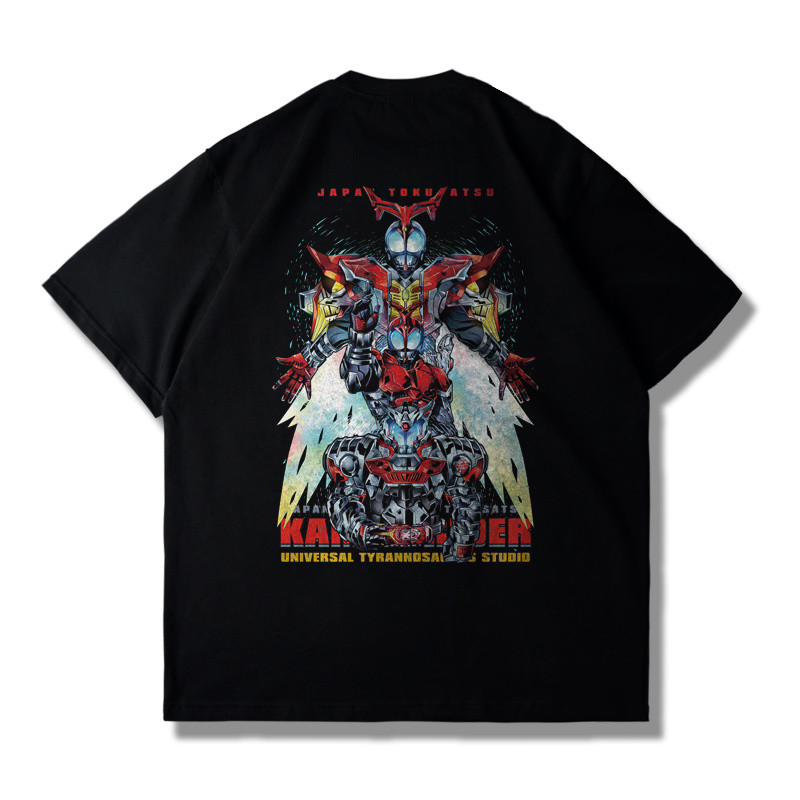 Kamen Rider Kamen Rider Joint Áo thun ngắn tay in hình dáng rộng mùa hè