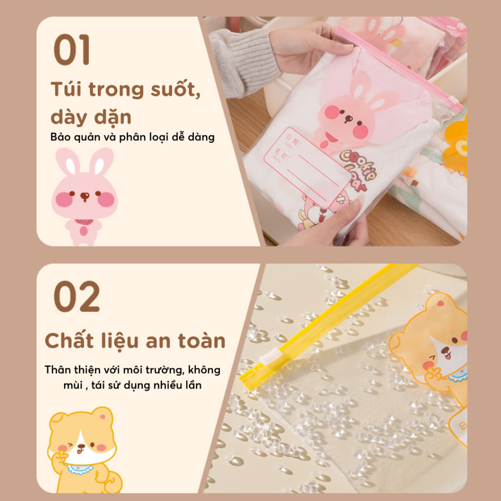 Túi Zip Đựng Đồ Đi Sinh Cho Mẹ, Combo 20 Túi Đựng Quần Áo, Tã Bỉm Cho Bé Nhiều Kích Thước
