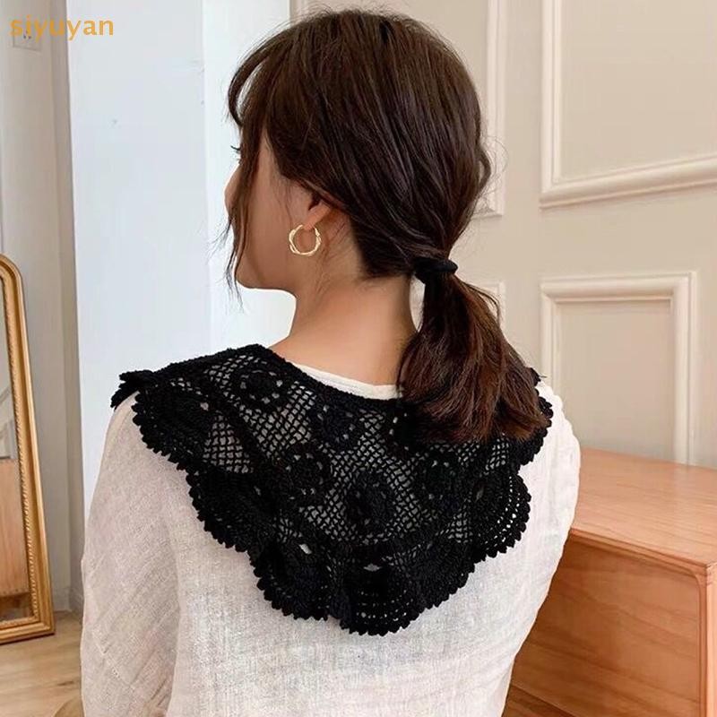 Siyuyan Phong Cách Vintage Rỗng Ra Móc Ren Khăn Nữ Áo Đeo Vai Giả Cổ Áo Mũi Để Trang Trí Quần Áo