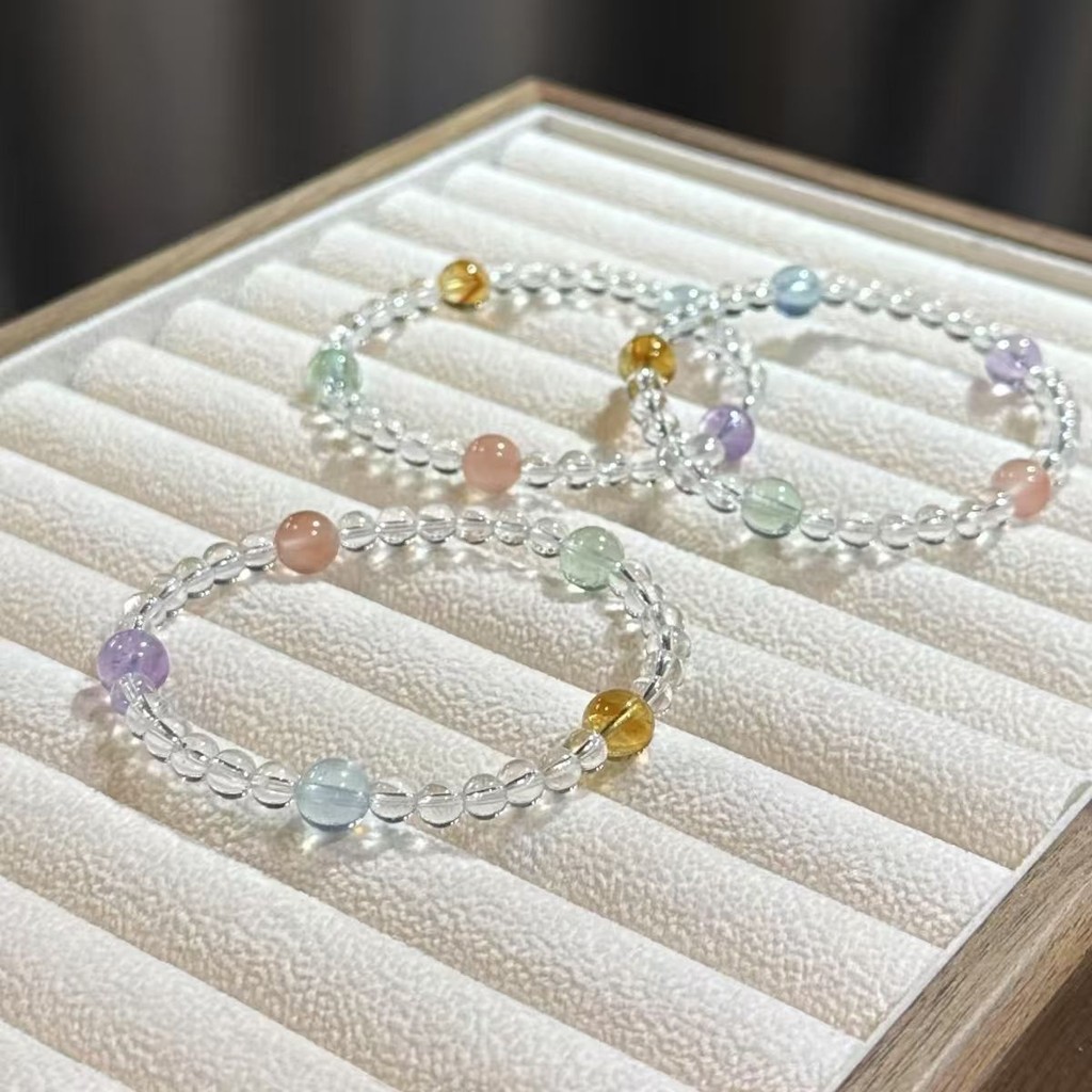 [Qinglu Morning Light] Thiết kế niche ngọt ngào, vòng tay thủy tinh dopamine mùa hè tươi mát, cao cấp thanh lịch cho nữ