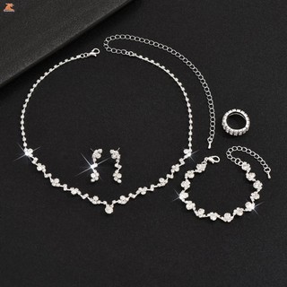 Kim Cương Giả Dây Chuyền Bông Tai Vòng Tay Nhẫn Bộ Lấp Lánh Đồ Trang Trí Quà Tặng Ngày Của Mẹ