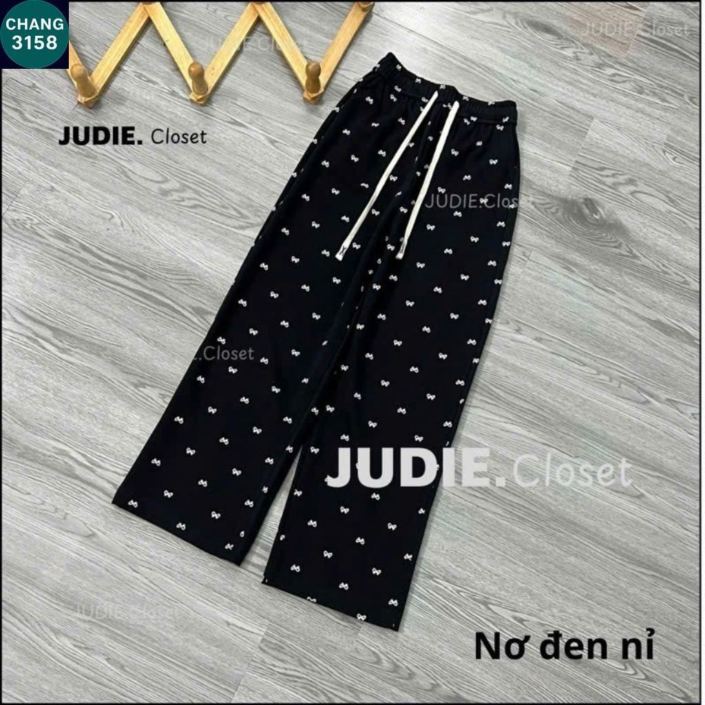 Quần Suông In Họa Tiết, Quần dài ống rộng cạp chun chất cotton mềm rủ mát lạnh-CHANG3158