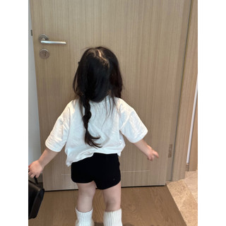 Áo thun cotton ngắn tay rộng cho bé gái mùa hè, áo trắng in chữ cho trẻ em