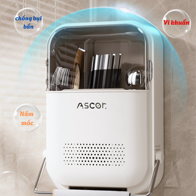 [BẢN NÂNG CẤP] Hộp Đựng Đũa Treo Tường Mới 2025, Ống Đựng Đũa Gia Đình Cao Cấp, Giỏ Đựng Đồ Bếp Đa Năng Dinohome
