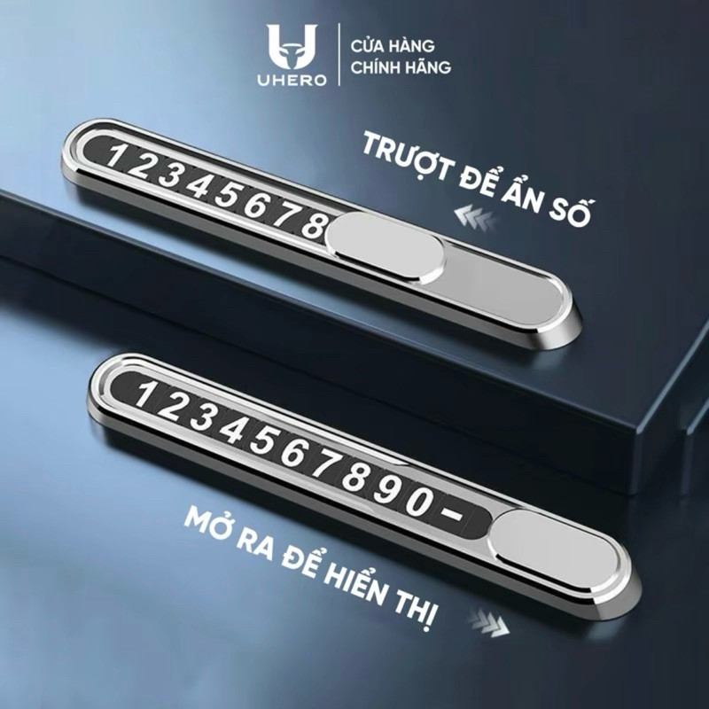 Bảng số điện thoại ô tô UHERO BS02 gắn taplo, chất liệu bằng kim loại, số phát quang