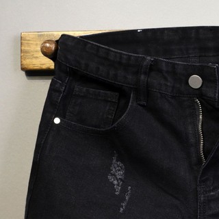 Quần short denim nam độc đáo rách màu, miếng dán mỏng, phù hợp năm điểm