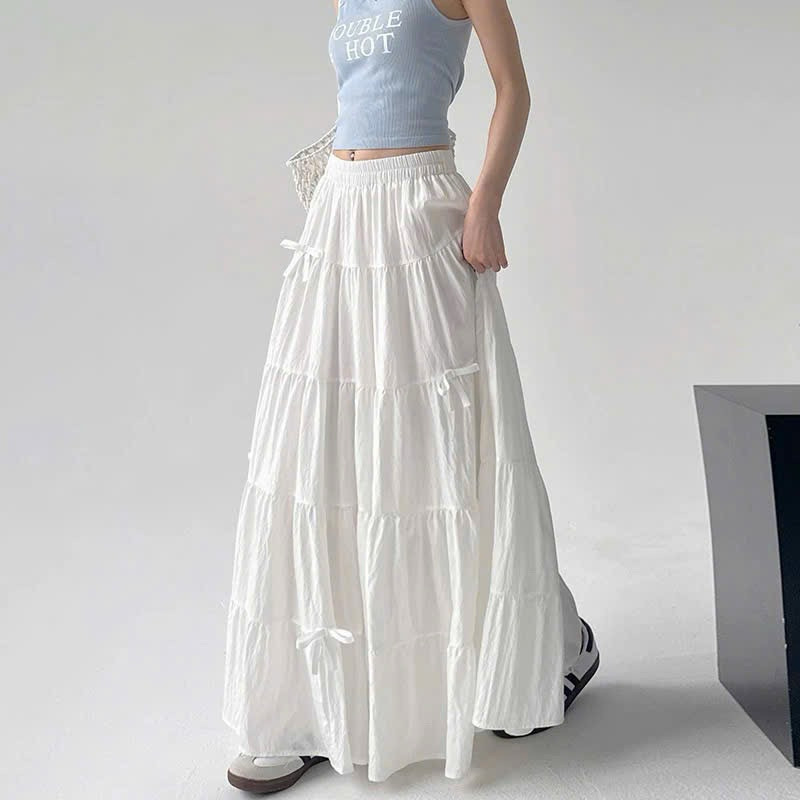 [KH18] Chân váy dài lưng thun, chân váy dáng dài chất vải gió nhăn lụa mềm mịn | KHAO BOUTIQUE
