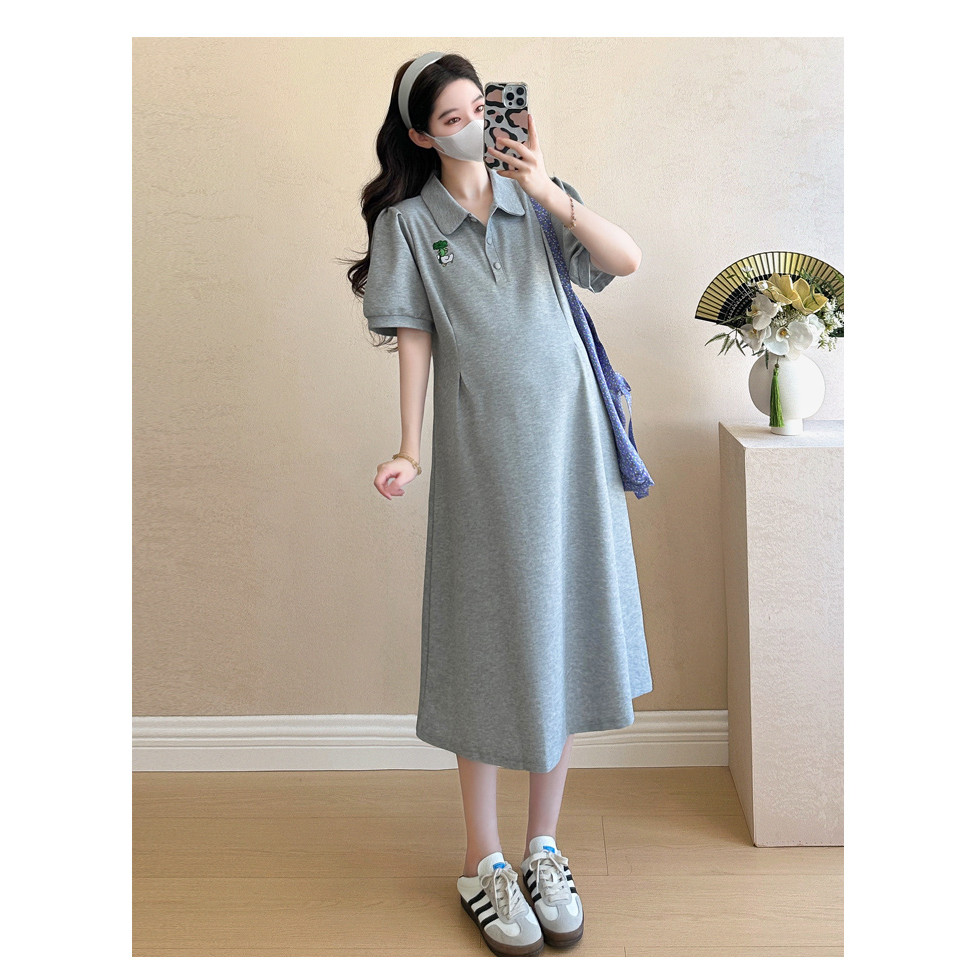 Váy bà bầu thời trang mùa hè thêu dáng rộng mỏng hơn