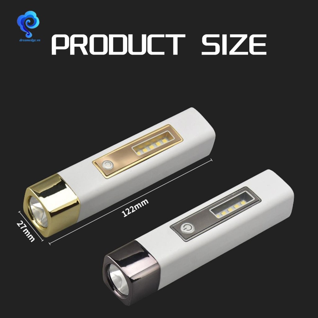 [dreamedge] Cắm trại ngoài trời khẩn cấp Đèn pin sạc di động nhỏ 18650 Đèn pin LED Lithium COB Vàng