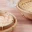 Khay tre dệt CHEESELY, Giỏ dệt thủ công phẳng 18CM, Nhà tổ chức gia đình nông tròn DIY Nhà bếp gia đình