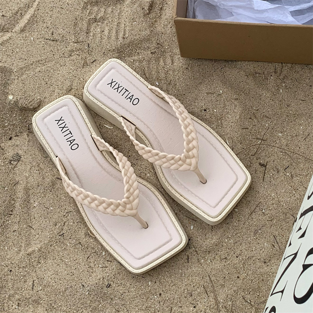 XIXITIAO Flip-Flops Mùa Hè 2025 Phong Cách Mới Xoắn Braid Dép Thời Trang Nữ