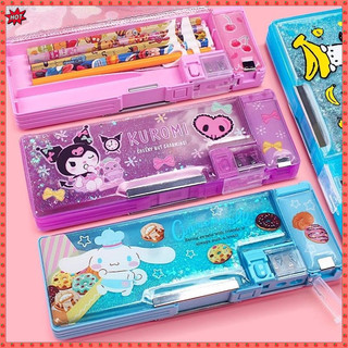 Sanrio Giai Điệu Hộp văn phòng phẩm đa năng cho học sinh tiểu học, hộp đựng bút chì Kuromi lấp lánh, hoạt hình dễ thương