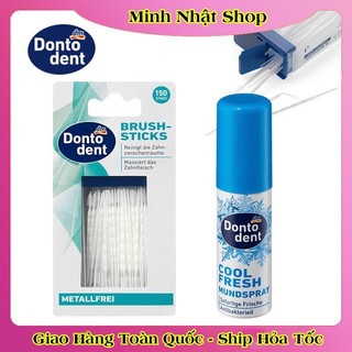 Tăm xỉa răng nha khoa Dontodent Brush Sticks, hàng Đức 150 chiếc - Date mới nhất