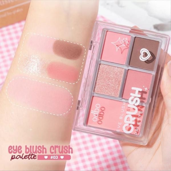 Phấn Mắt Kèm Má Hồng ODBO ODS04  5 Ô Eye Blush Crush Palette Mịn Lì Lâu Trôi Màu Chuẩn Nội Địa Thái Lan 6g
