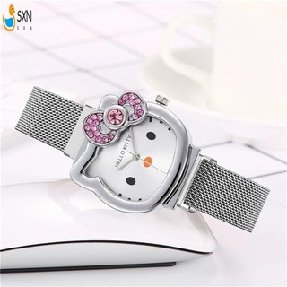 Đồng hồ đeo tay thông thường Hello Kitty Đồng hồ đeo tay Analog mặt số dễ đọc có khóa kính lúp để sắp xếp thời gian và lịch trình