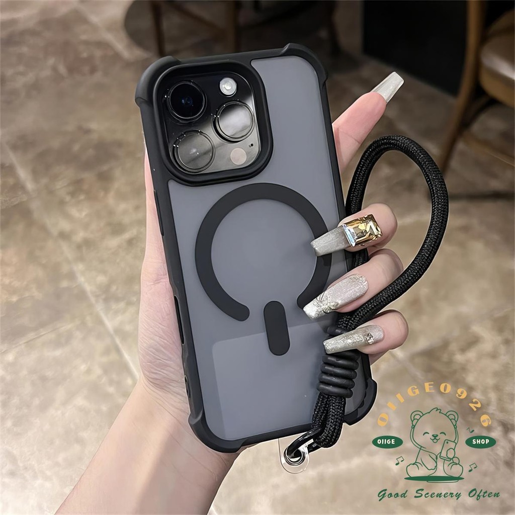 Dây buộc chất lỏng mờ từ tính Vỏ điện thoại iphone16 Pro Max 15 14 13 12 11 vỏ cho vỏ iPhone vỏ mềm TPU chống sốc
