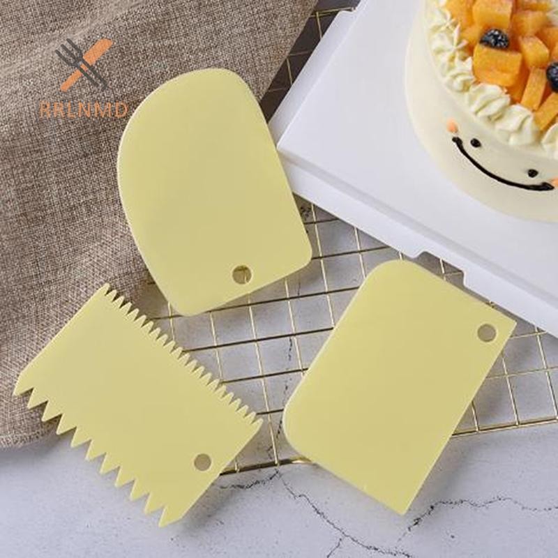 RRLNMD 3 Chiếc Kem Cạp Phù Hợp Với DIY Nhà Bếp Thẳng Hình Răng Kem Cắt Bánh Mì Bánh Nhựa Bánh Ngọt Cạp Nướng Bánh Fondant Dụng Cụ MỚI