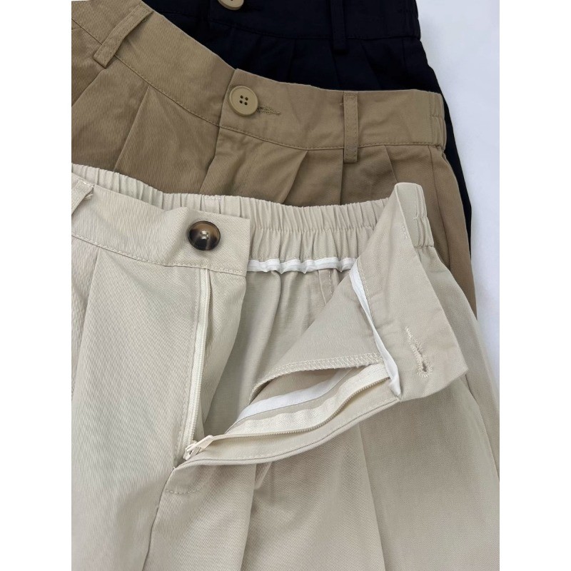 SUXI Quần short đi làm lưng cao kaki đơn giản dành cho nữ mùa hè mới 250530