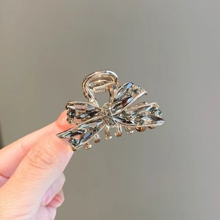 MAUROPOLI [Sẵn sàng] Thiết kế phong cách Hàn Quốc Cảm giác tinh tế Nơ pha lê lấp lánh Kẹp khối lượng nhỏ Dây buộc tóc nửa đầu Trung bình Kẹp tóc Nổ