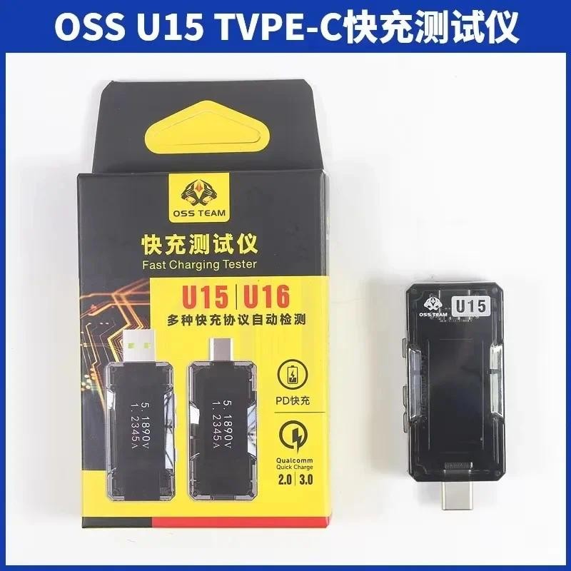 Máy kiểm tra sạc nhanh OSS U15 U16 12A 600W Type-C & USB-A Đồng hồ đo điện áp dòng điện Công cụ kiểm tra dung lượng sạc điện thoại