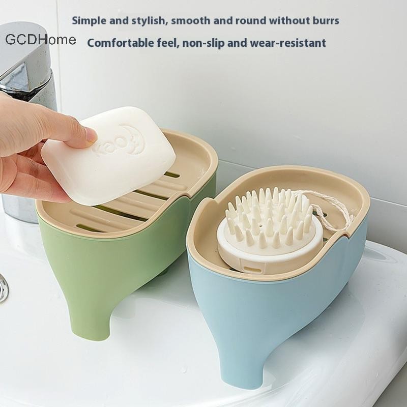 GCDHome 1 / 4 Hộp Xà Phòng Hai Lớp Sáng Tạo Voi Dễ Thương Phòng Tắm Phụ Kiện Trang Trí Nhà Cửa Trẻ Em Chống Thấm Nước Thoát Giá Nóng