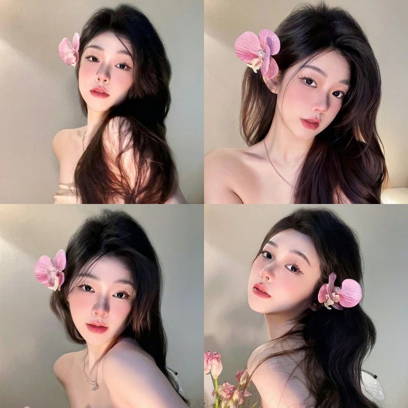 Thanh Lịch Bướm Phong Lan Ngọc Trai Kẹp Tóc Mềm Mại Thoải Mái Kẹp Tóc Cho Nữ Tươi Phong Cách Ngọt Ngào Ngày Lễ Mũ Hoa