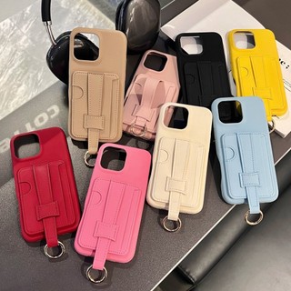 Sang Trọng Kaki Trắng Wrsitband Khe Cắm Thẻ Túi Da PU Ốp Lưng Điện Thoại iPhone 16Promax 15Promax 12 13 14 Pro Max Chống Sốc Bảo Vệ Toàn Diện Nữ Vỏ Di Động