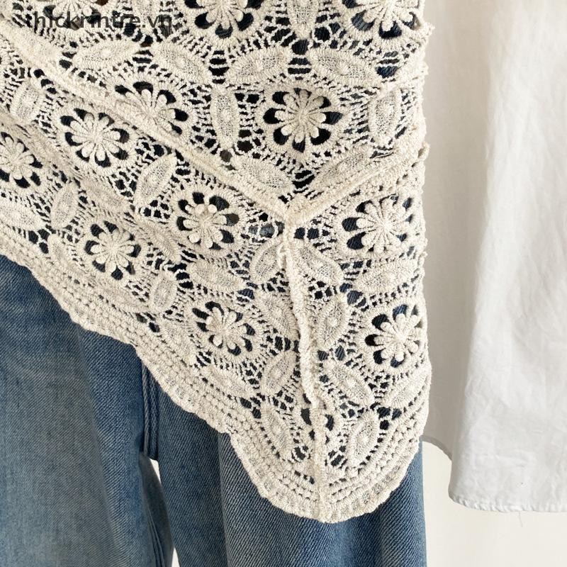 Khăn ren mùa hè THI Khăn quàng cổ tam giác phong cách Hàn Quốc, Thắt lưng Boho cho bé gái, Phụ kiện ảnh nông thôn VN
