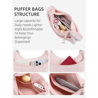 GC2 Crescent Quilted Hobo Túi xách đeo vai Túi xách nữ Nylon có dây đeo vai có thể điều chỉnh CG2