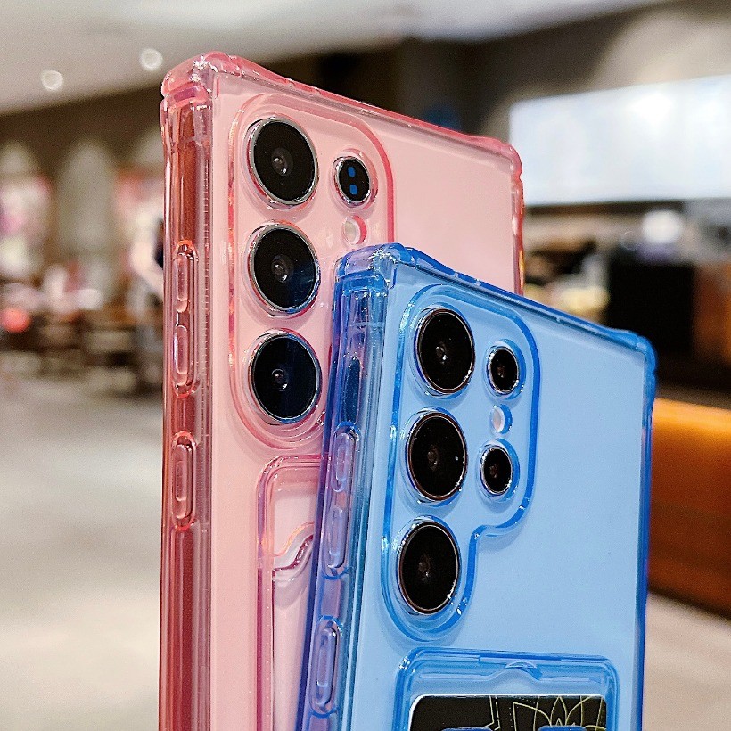 Ốp Lưng Đựng Thẻ Cho OPPO A3 Pro A80 A3X A3 A40 A60 Reno 13 13F 12F 11F Reno 6 8 7 5G Ốp Điện Thoại Trong Suốt Màu Kẹo Túi Khí TPU Khe Cắm Thẻ Bao