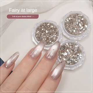 Bộ trang sức sequin Baoshiman 3 hộp/1 bộ, titan bạc, mini ngôi sao, trái tim, sóng, chấm sequin, trang trí móng tay, dụng cụ làm móng cho tiệm nail