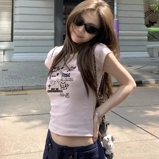 áo croptop âu mỹ hồng mùa hè cổ tròn chất style áo baby tee ôm body Eleclassm