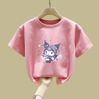 2025 Kuromi Bé Gái Tee Mùa Hè Áo Thun Tay Ngắn Dễ Thương Rời Phù Hợp Với Hoạt Hình Trẻ Em Top