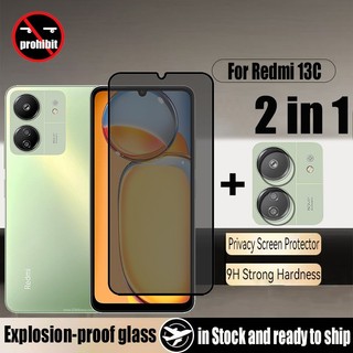 2 trong 1 Redmi 13C 4G Bảo vệ màn hình riêng tư Kính cường lực chống nhìn trộm cho Xiaomi Redmi 13 12 A3 Note 13 Pro 5G & Phim máy ảnh ống kính