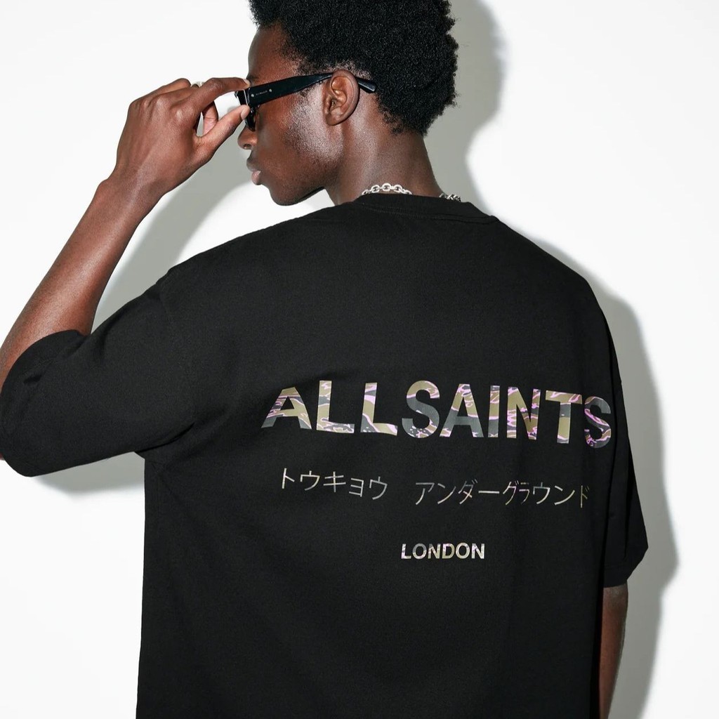 ALLSAINTS In Chữ Dạo Phố Áo Thun Tay Ngắn Mùa Hè Rời Áo tee Thường Ngày