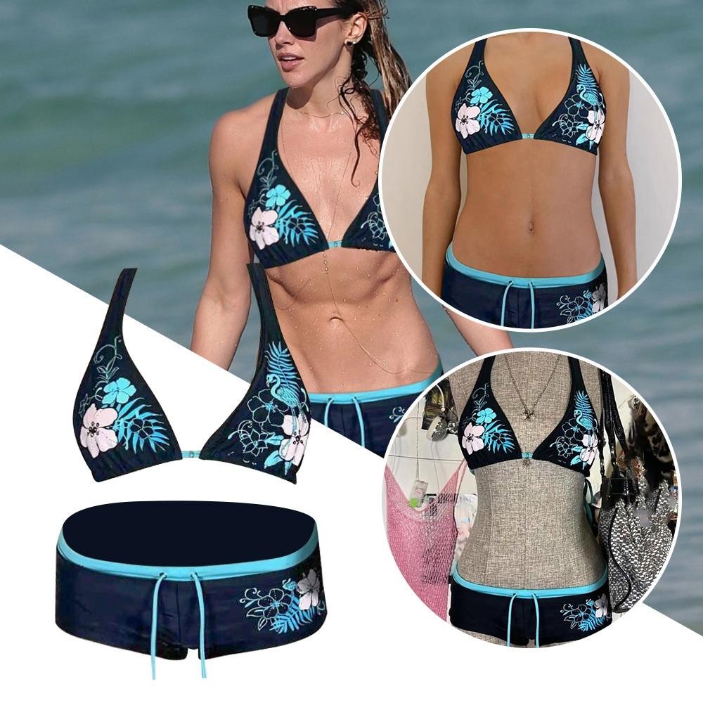 Đồ bơi dây đeo WOAY - Bộ bikini cổ điển, gợi cảm với áo tắm in hoa thời trang