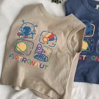 Áo vest không tay cotton dễ thương cho bé trai và bé gái mùa hè, áo phông in hoạt hình