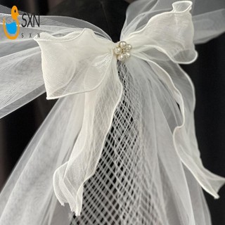Nữ Ngắn Cô Dâu Veil Với Ngọc Trai Lấp Lánh Kẹp Hóa Đơn Vịt Cố Định Mũ Đội Đầu Cho Đám Cưới Hóa Trang Hẹn Hò