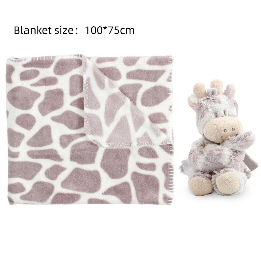 CATIYAHA 2 Cái / bộ Chăn Ngủ Cho Bé Sơ Sinh, Quà Tặng Cho Bé 75 * 100cm Chăn Sang Trọng, Thú Nhồi Bông Mềm Flannel Bunny Thiết Kế Chăn Ngủ Cho Bé