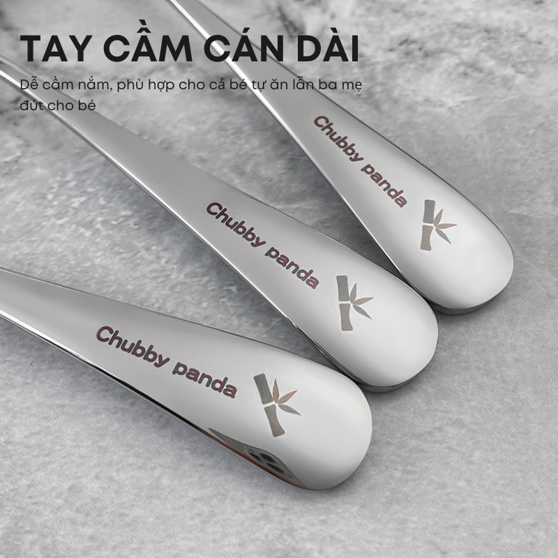 Thìa Inox 304 Ăn Dặm Cho Bé KOOBEE Dài 16cm Miệng Tròn 4.5cm An Toàn Không Gỉ Sét Sáng Bóng Họa Tiết Dễ Thương | 296