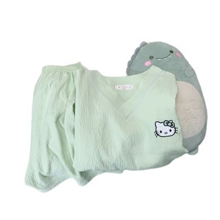 Bộ Đồ Ngủ Nữ Mây Cotton Xuân Hè Quần Short Tay Ngắn Cardigan Phong Cách Hàn Quốc Rời Sống Nổ Hoạt Hình Ngọt Ngào Quần Áo Nhà
