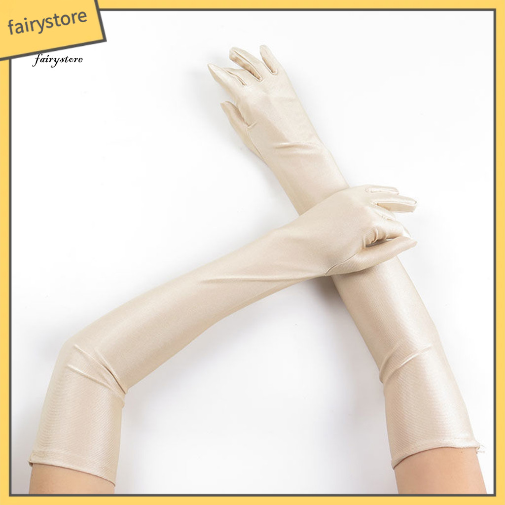 Fairystore| Găng tay co giãn Găng tay dạ hội Găng tay dài khuỷu tay thanh lịch cho bữa tiệc cưới Hiệu suất Cosplay