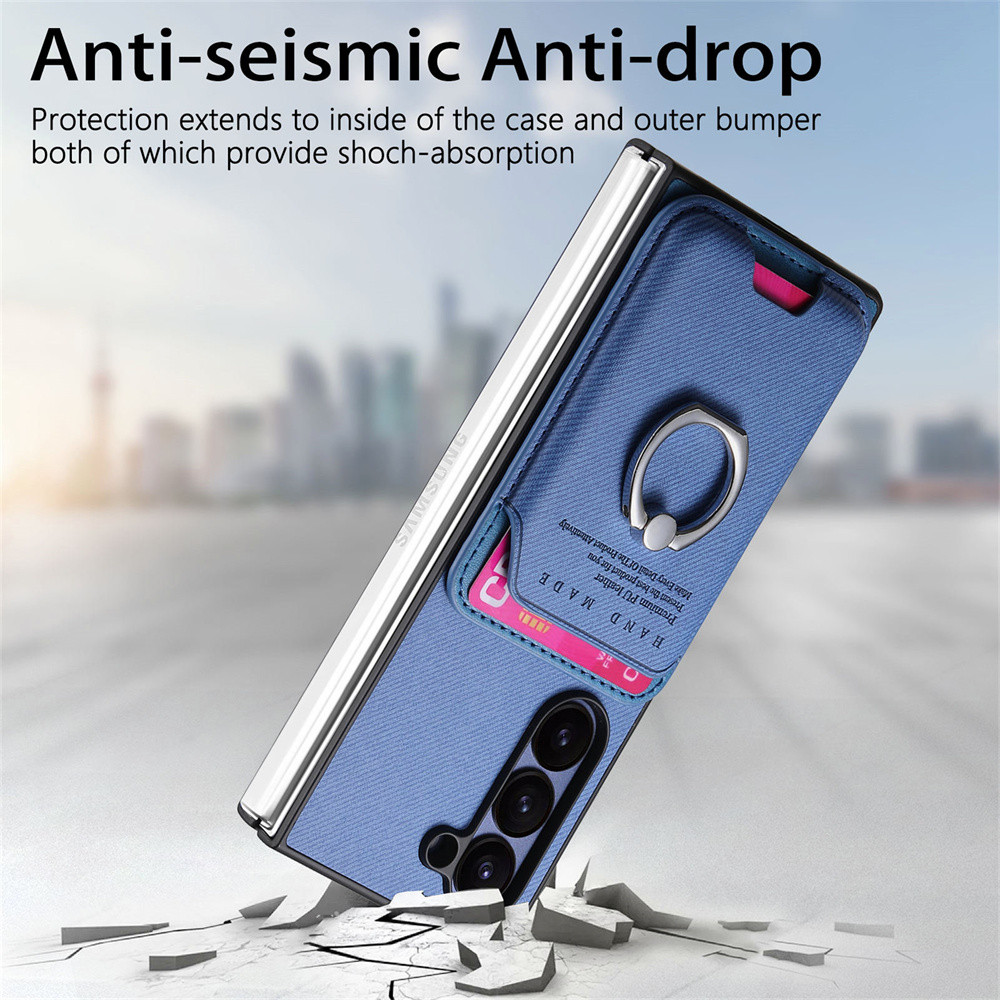 Ví da có thể tháo rời có hộp đựng thẻ cho Samsung Galaxy Z Fold 6 5 4 3 Fold6 Fold5 Fold4 Vỏ giá đỡ vòng