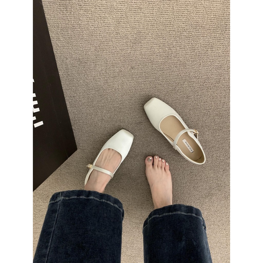 Giày Nữ Size Lớn (32-44) Size Nhỏ 32 33 34 Phong Cách Dạ Hội Pháp Có Khóa Váy Mary Jane Giày Da Nhỏ Nữ Mùa Thu Satin Giày Ba Lê JUNE9