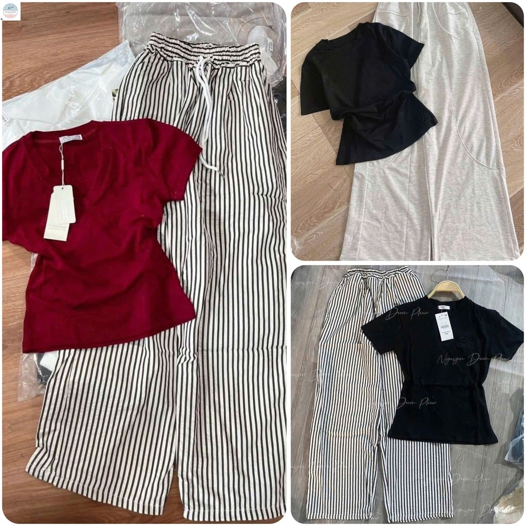Tổng hợp các Sét Bộ Quần Đũi + Mix Áo Thun Tăm Croptop trơn -quanao94